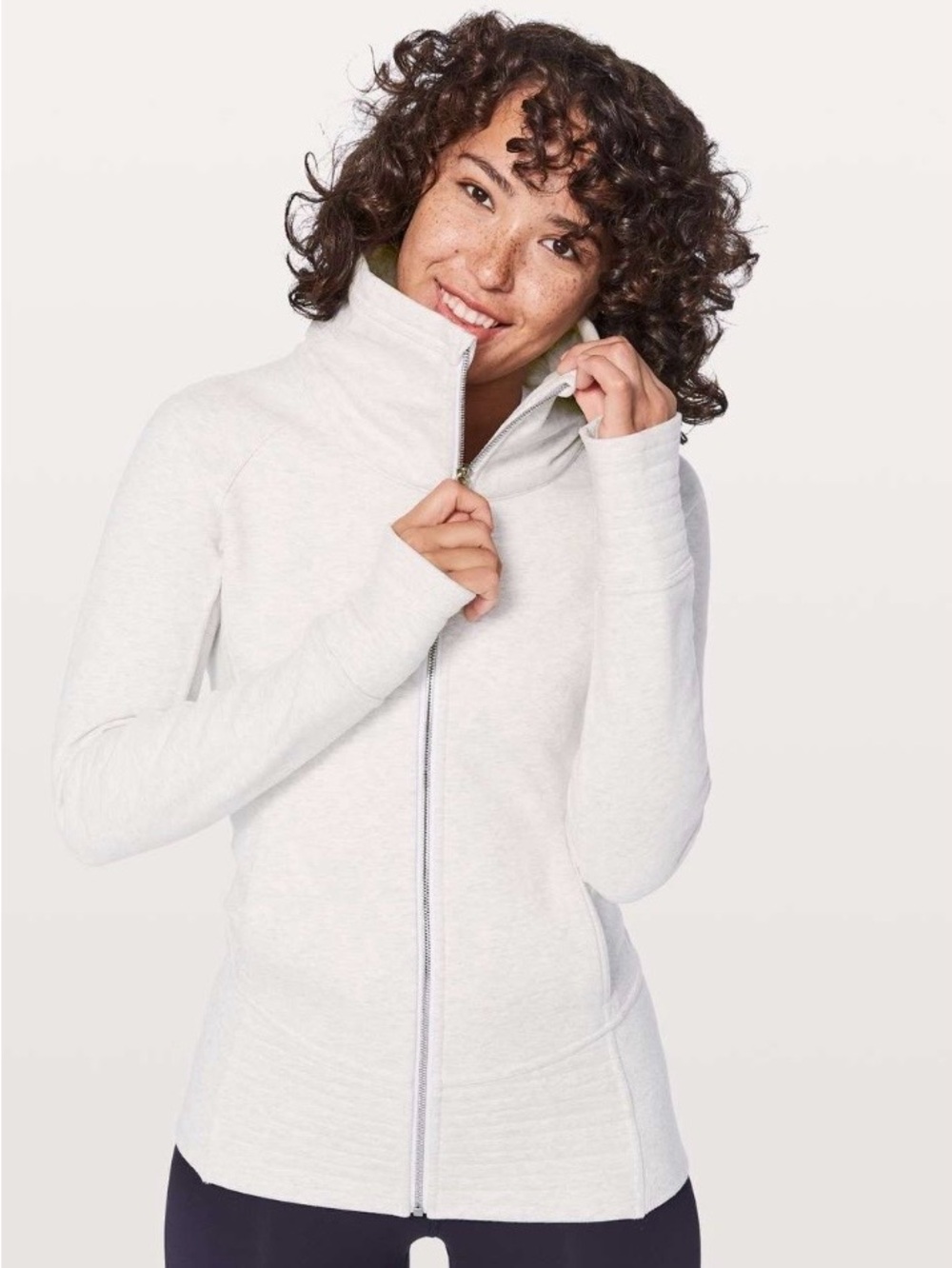 Lululemon Size 4/6 Radiant Jacket Zip Up Heathered White Cotton